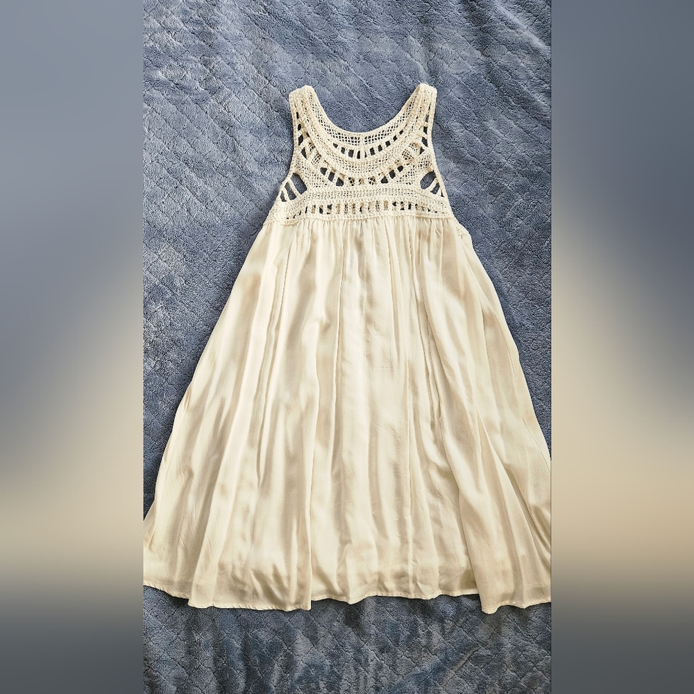 Purple Snow Cream Crochet Kids Dress